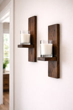 Load image into Gallery viewer, Rustic Wooden Wall Sconces – Handmade Candle Holders – Plant Holders