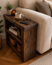 Load image into Gallery viewer, Sofa Side Table | Rustic Barnwood Style, Chunky Handmade Timber, Industrial Loft
