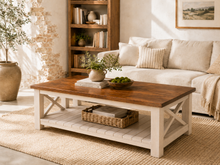Load image into Gallery viewer, Handmade Solid Pine Coffee Table | Rustic Farmhouse Living Room Table
