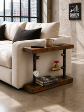 Load image into Gallery viewer, Handmade Industrial Steampunk Console Sofa Side Table
