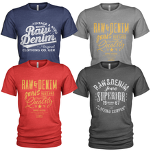 Load image into Gallery viewer, 4 Pack Men's Raw Denim Cotton Crew Neck Casual T Shirts
