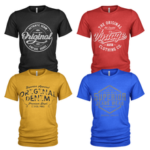 Load image into Gallery viewer, 4 Pack Men's Raw Denim Cotton Crew Neck Casual T Shirts
