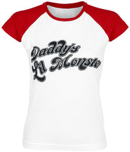 Load image into Gallery viewer, Harley Quinn Daddy's Lil Monster Contrast Ladies T-Shirt
