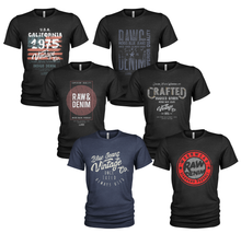 Load image into Gallery viewer, 6 Pack Men's Superior Raw Denim Cotton Crew Neck Casual T Shirts
