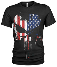 Load image into Gallery viewer, United States Stars &amp; Stripes Grunge Punisher Skull Men's T Shirt
